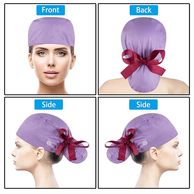 Scrub Caps Women Bouffant Scrub Hats Caps Nurses, Adjustable Working Cap - Image 6