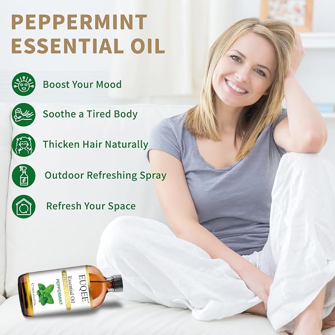 EUQEE Peppermint Essential Oil 118 ml Pure Peppermint Oil - Image 3