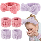 WHAVEL 6PCS Spa Headband and Wristbands Set, Face Wash Headband Wrist Bands by Whavel