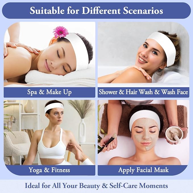 Sublaga 40 Pcs Disposable Spa Facial Headbands, Stretch Headband Wrap - Image 7