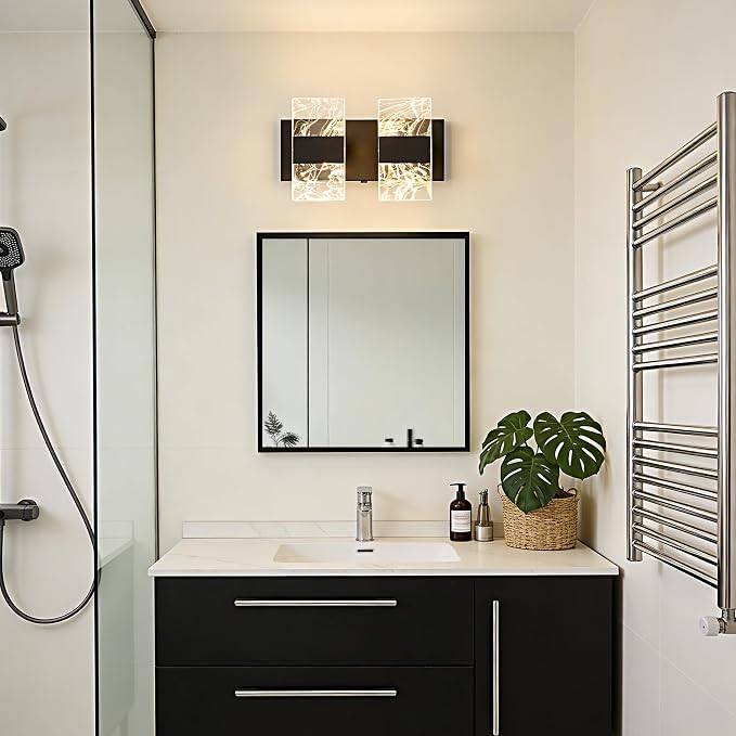 Modern LED Bathroom Light Fixtures Dimmable 2-Light Black Vanity Light - Image 9