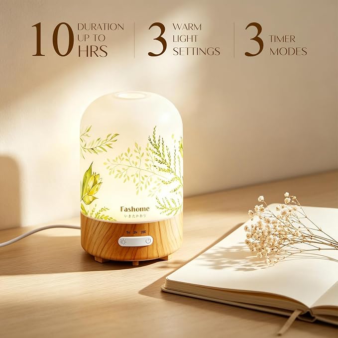 Essential Oil Diffuser, Hand Blown Glass Aromatherapy Diffuser, Ultrasonic Cool - Image 6