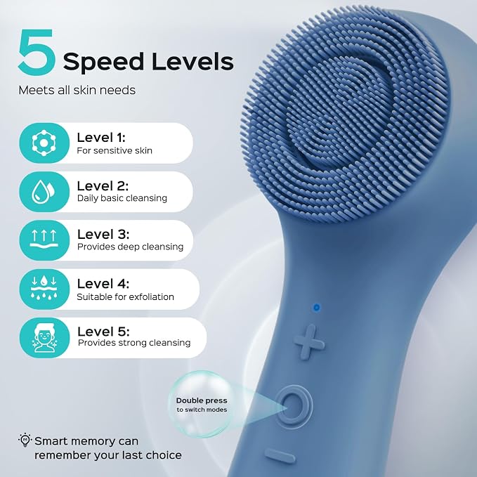 COSLUS FBS03 Face Scrubber Facial Cleansing Brush: 2 in 1 Spin and Vibration - Image 7