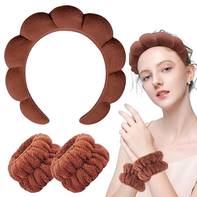 Zkptops Spa Headband for Washing Face Wristband Set Sponge Makeup Skincare - Image 8
