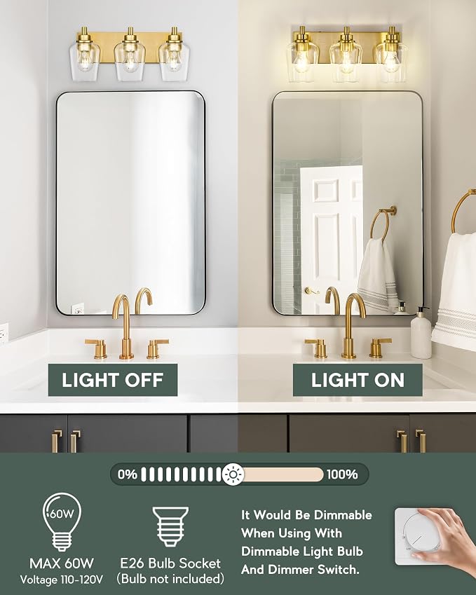 Bathroom Light Fixtures, 3-Light Modern Vanity Light - Image 5