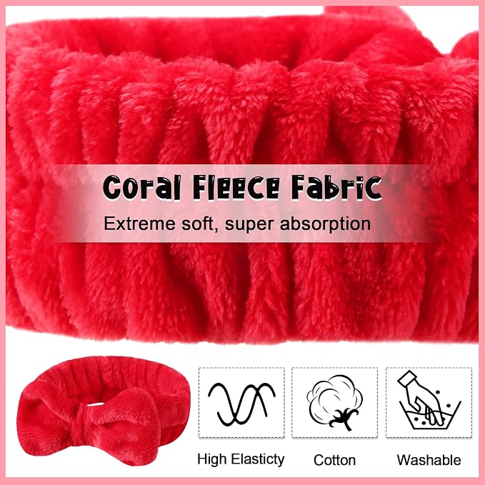 Tigeen 52 Pieces Spa Headband for Washing Face Bulk Soft Coral Fleece Skincare - Image 4