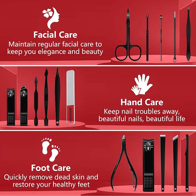 Manicure Set 16 In 1 Professional Stainless Steel Pedicure Kit Toenail Clippers - Image 2