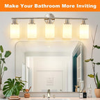 DLLT 5-Light Bathroom Light Fixtures: Nickel Modern Vanity Lights - Image 2