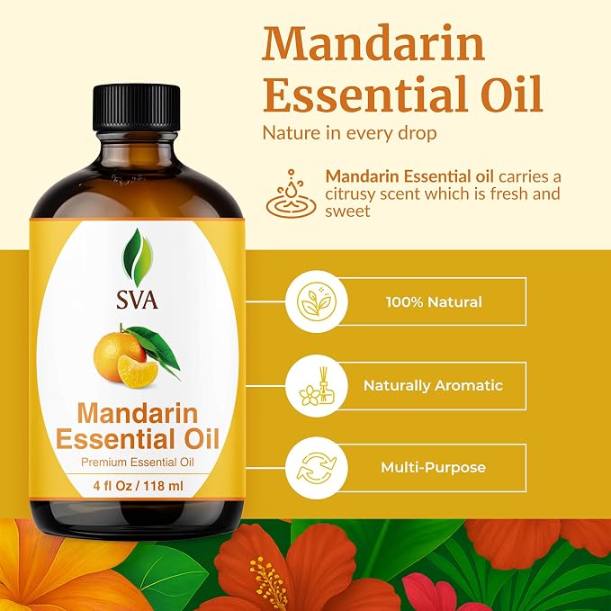 SVA Mandarin Essential Oil – 4 Fl Oz – 100% Natural Mandarin Oil - Image 2