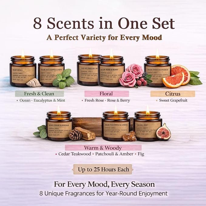 Scented Candles for Home, 8 Pack Soy Wax Candle Set, Aromatherapy Candles - Image 2