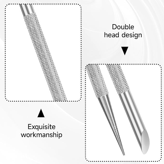 2Pcs Nail Cleaning Cuticle Stick Stainless Steel Cuticle Pusher Remover Dead - Image 6