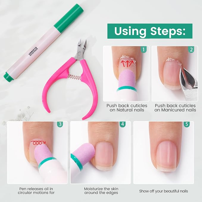Ceramic Cuticle Oil Pusher Pen: 3-in-1 Nail Cuticle Buffer Pens - Image 9