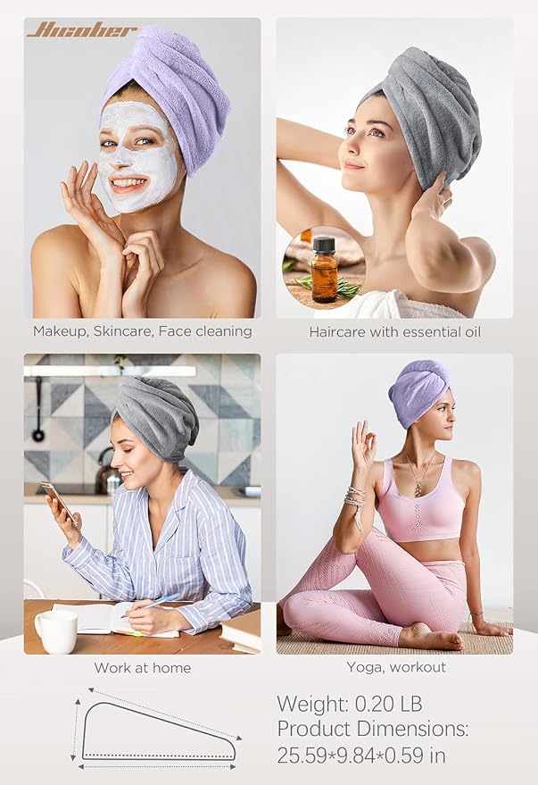 Hicober Microfiber Hair Towel, Drying Hair Wrap Towels - Image 5