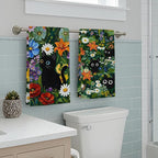 Accnicc 2 Pack Black Cat Bathroom Hand Towels Decorative Green Plant Daisy - Image 5