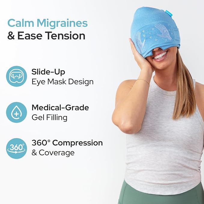 Migraine Relief Cap with Slide-Up Eye Mask - Image 3