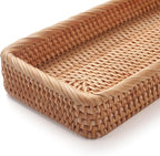Rattan Bathroom Vanity Trays Toilet Tank Baskets Long Narrow Hand Towel Storage - Image 4