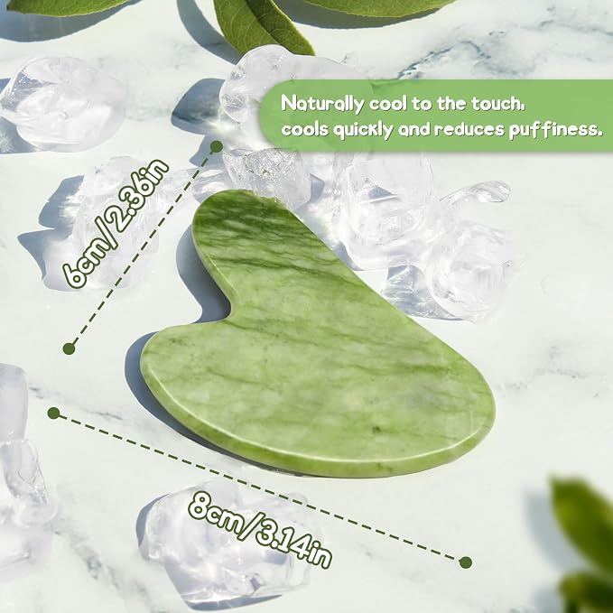 Flagest Gua Sha Facial Tools, Jade Stone Guasha Tool - Image 4
