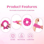 7Pcs Puffy Spa Set: Terry Cloth Headband, Wristbands, Scrunchies, Powder Puffs - Image 6