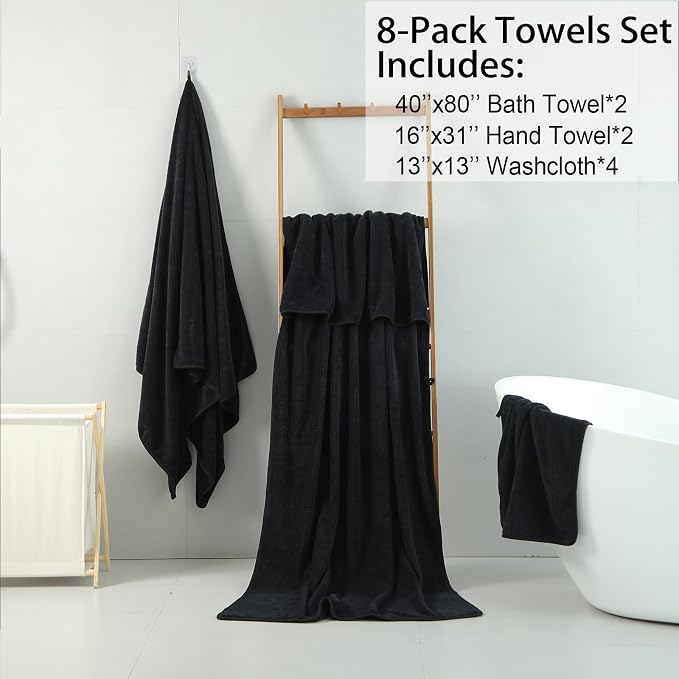 8 Pack Towel Set Gray Oversized Bath Sheet Sets - Image 6