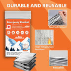 6 Pack Emergency Thermal Blanket Survival, 84” x 64” Extra Large Mylar Blankets - Image 6