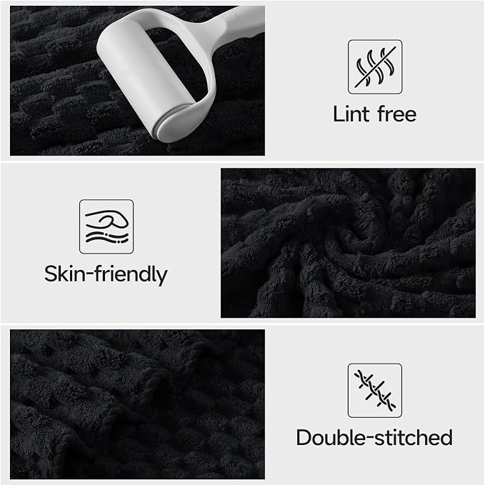 REDKISS Black Microfiber Towels Set of 6-35x70 Inches Oversized Bath Sheets - Image 5
