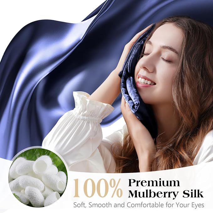 100% Natural Mulberry Silk Sleep Mask, Comfortable Soft - Image 2