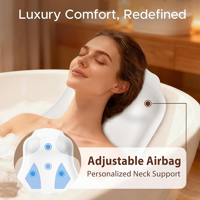 Bath Pillow for Tub, Adjustable Silicone Bathtub Pillows for Head and Neck - Image 2