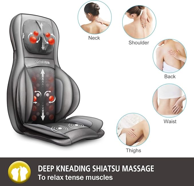 COMFIER Massager Chair with Heat, Shiatsu Neck Back Massager Portable with - Image 3