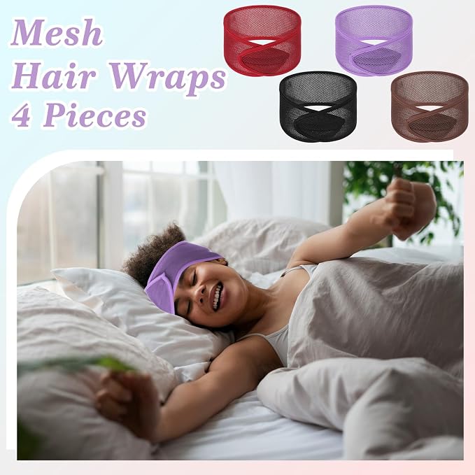 CIATBYYJ 4Pcs Mesh Hair Wraps, Thicker Soft Head Wraps - Image 5
