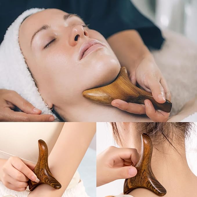 Honbay 2PCS Reflexology Tools Wood Body Massager Triangle Gua Sha Board - Image 5