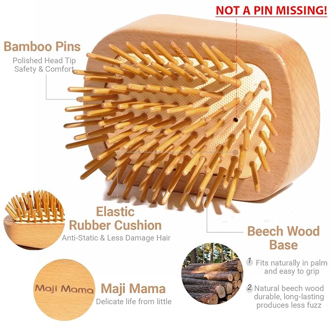 Handmade Natural Wooden Hair Brush Hairbrush - Image 6