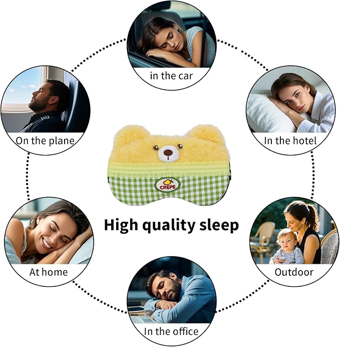 PERFECTSIGHT Sleep Eye Masks, Cute Plush Sleep Eye Cover Lightweight Adjustable - Image 6