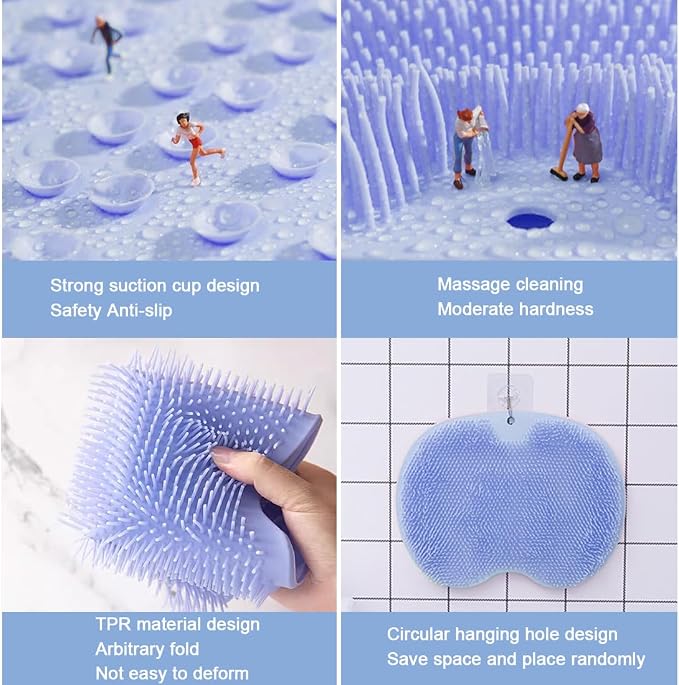 1 Pcs Shower Back & Foot Scrubber, Wall Mounted Back Scrubber Silicone Bath - Image 4