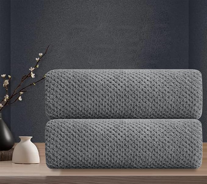 Grey Hand Towels Set 2 Pack-16“x31”, Ultra Soft Microfibers Bathroom Towel Set by MAGGEA