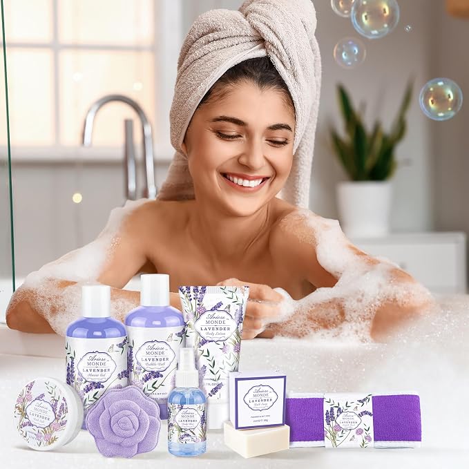 Gift Baskets for Women, Lavender Gift Sets for Women Self Care Spa Gift Basket - Image 6