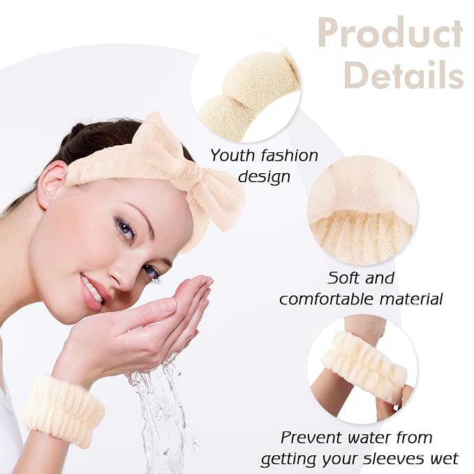 Zkptops 6Pcs Spa Headband for Washing Face Wristbands Set Women Bubble Makeup - Image 3