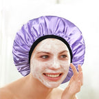 Three-Layer Terry Cloth Lined Satin Shower Cap, - Image 5