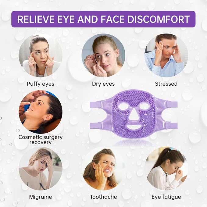 ZNÖCUETÖD Face Ice Mask Facial Ice Packs Gel Hot Cold Compress - Image 3
