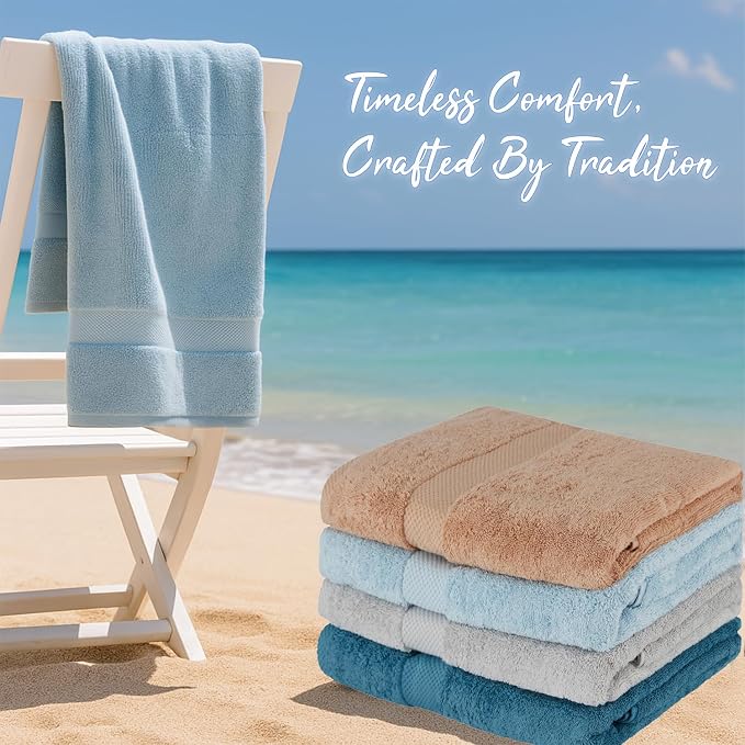 BolBom Towels 4 Pack Medium Bath Towel Set, 27“X54” Inches, 500 GSM 100% Ring - Image 6