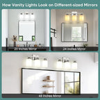 Ascher Bathroom Light Fixtures, 3-Light Vanity Light Over Mirror, Brushed - Image 6