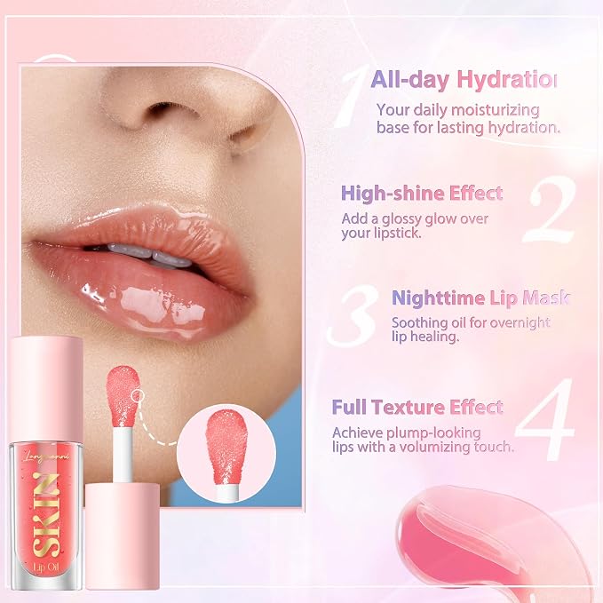 LANGMANNI Moisturizing Lip Oil, No-Sticky Lip Gloss Lip Balm Lip Care, Fruit - Image 4