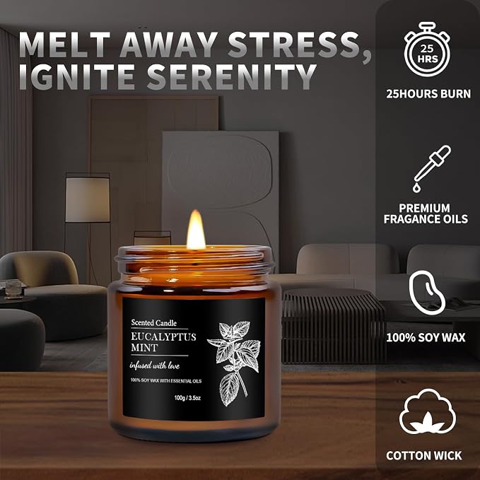 Scented Candles for Men | 6 Pack Candles for Home Scented, 150 Hour Burn Time - Image 4