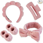 7 Pcs Spa Set, Facial Headband and Wristband Set, Skincare Accessories by Unknown