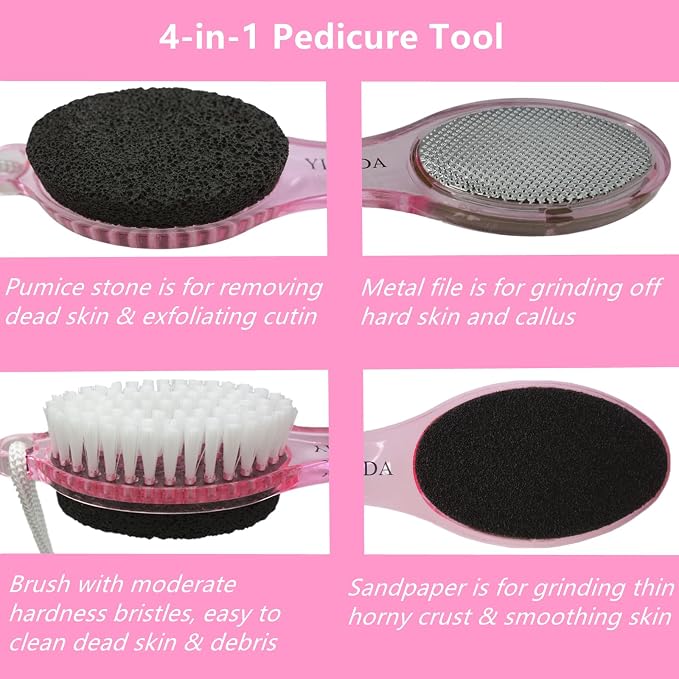 Foot File Callus Remover 4-in-1, Scrubber Brush, Foot Rasp and Sand Paper - Image 2