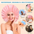 Jumbo Size Shower Cap 2 PCS Waterproof Shower Caps - Image 8