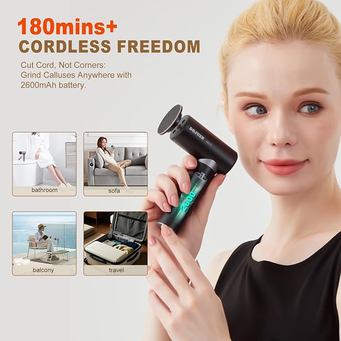Premium Electric Foot Callus Remover, Ergonomic T-Grip 2600mAh Rechargeable 3 - Image 5
