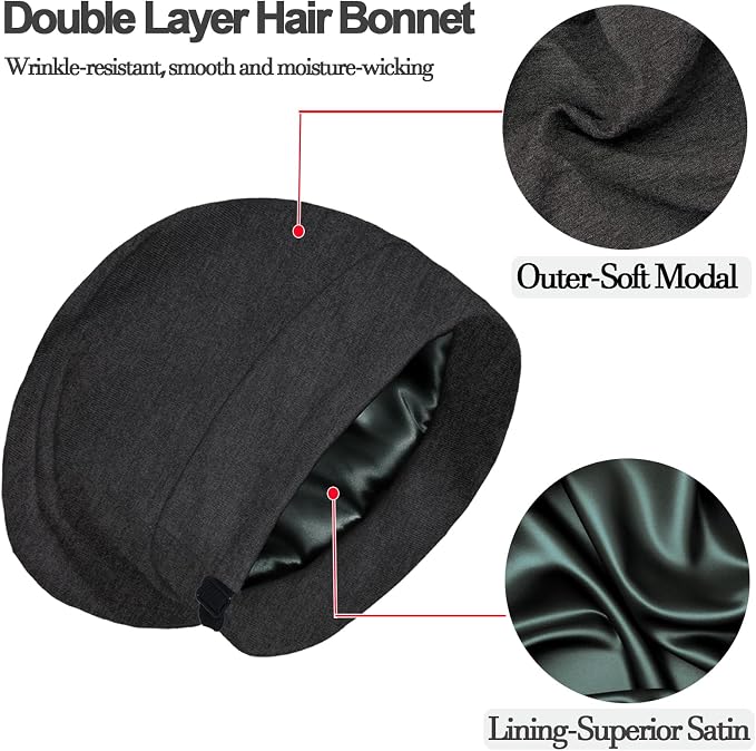 Satin Bonnet for Sleeping Night Cap, Adjustable Satin Lined Silk Bonnets Sleep - Image 7