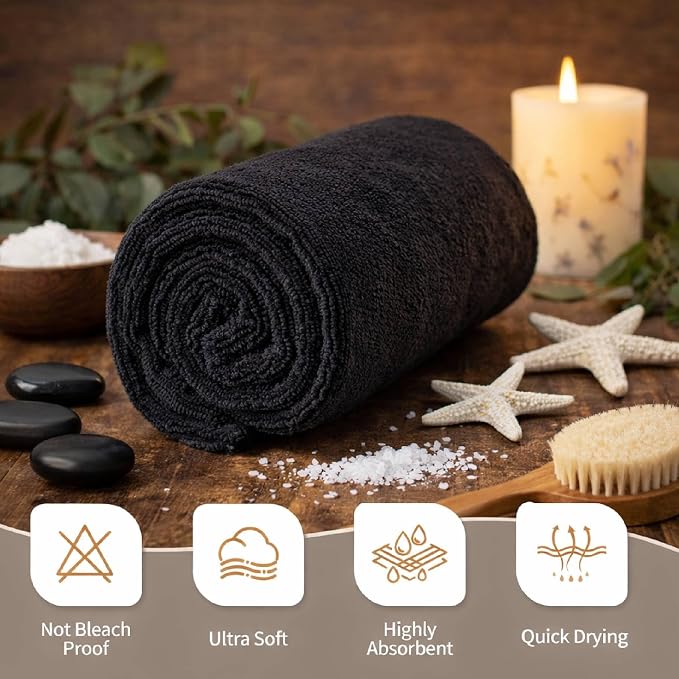 HOME ESSENTIALS Salon Towels 24 Pack, Quick Dry Gym Towels, Spa Face Towel - Image 6