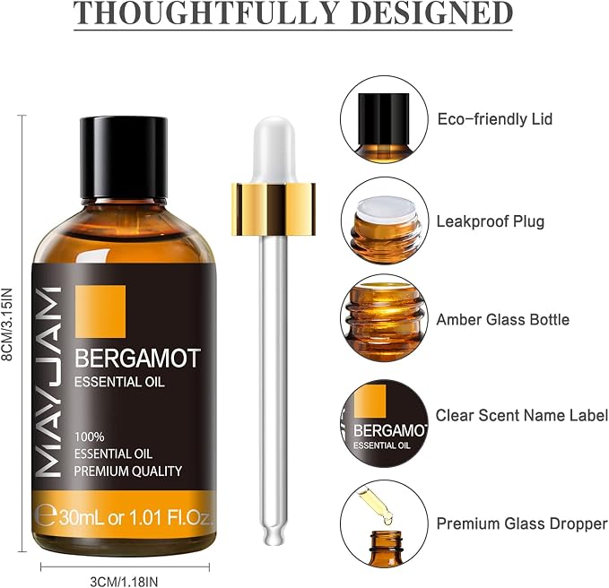 Bergamot Essential Oil 30ml/1.01fl.oz, MAYJAM Premium Bergamot Oils - Image 6