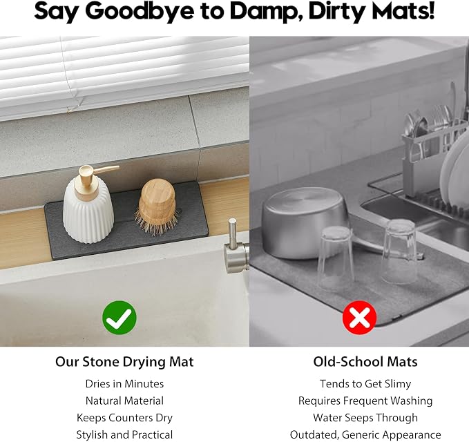 2 Pack Diatomite Stone Sink Tray, Water Absorbing Mat - Image 6